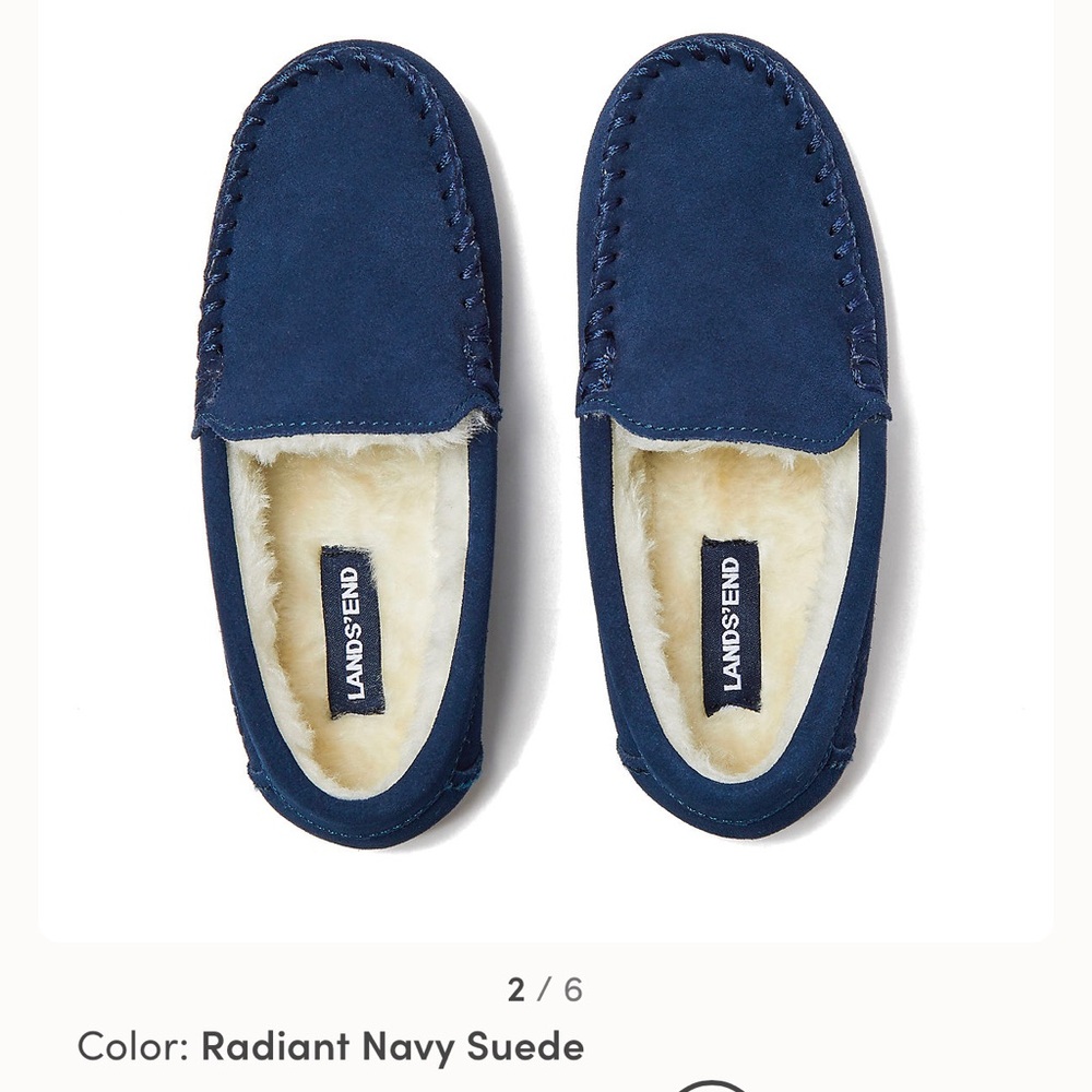 Kids Navy Suede Moccasins House Shoes/ Slippers